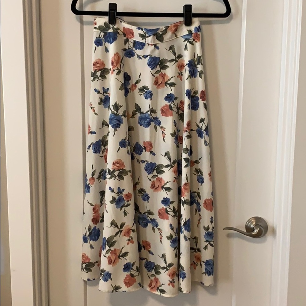 Floral midi a line skirt